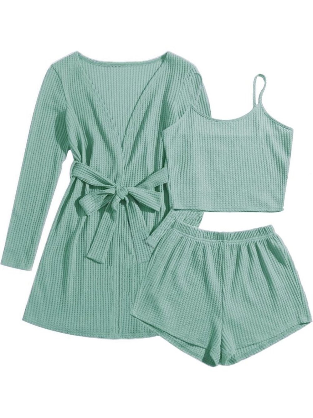 Cozy 3-Piece Waffle Knit Pajama Set for Women | Soft Loungewear Outfit